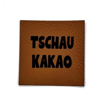 Kunstleder Label Tschau Kakao 4x4 cm